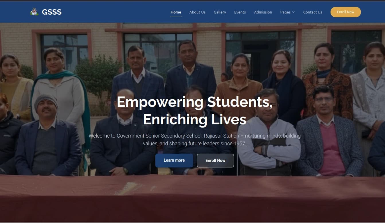Government Senior Secondary School, Rajiyasar website preview